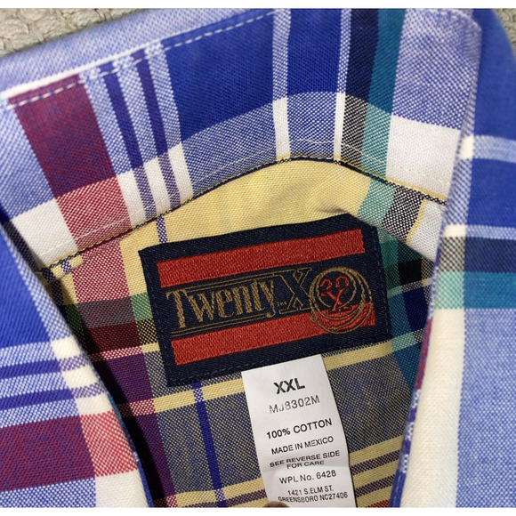 Vintage Twenty X Western check shirt cowboy plaid Cotton Rodeo Men XXL - Picture 5 of 9